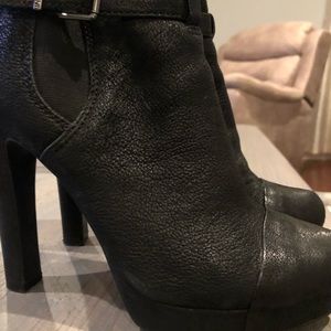 Black suede platform ankle booties
